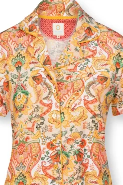 Bluse Kurze Armeln Kyoto Festival Gelb