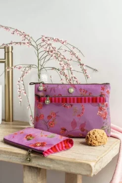 Flaches Necessaire Reisverschluss Kawai Flower Fuchsia