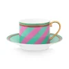 Pip Chique Stripes Cappuccino Tasse & Untertasse Rosa/Grun