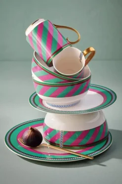 Pip Chique Stripes Essteller Rosa/Grun 28Cm