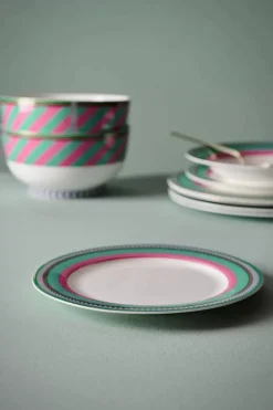 Pip Chique Stripes Frühstücksteller Rosa/Grun 23Cm