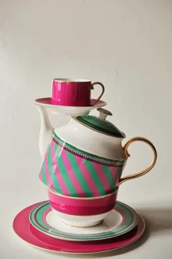 Pip Chique Stripes Frühstücksteller Rosa/Grun 23Cm
