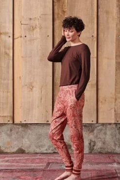 Top Lange Armel Solid Terra Rot