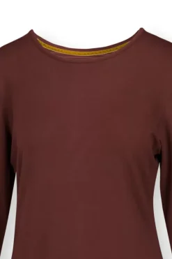 Top Lange Armel Solid Terra Rot