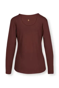 Top Lange Armel Solid Terra Rot