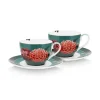 Winter Wonderland Set/2 Cappuccino Tasse & Untertasse Grun